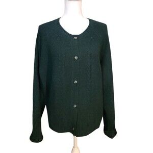 ON 34th Cardigan Sweater Dark Green Soft Cable Knit Womens Size XXL